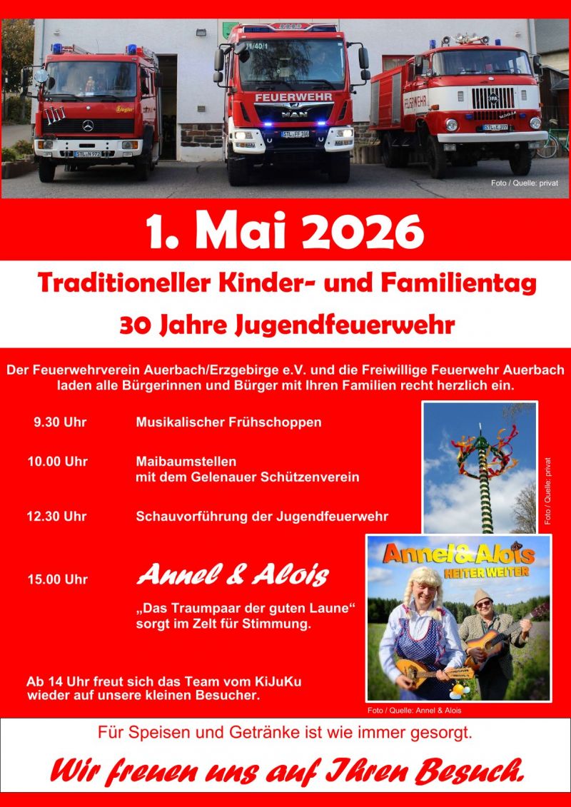 FFw Auerbach PLakat Kinder und Familientag am 01.05 2026