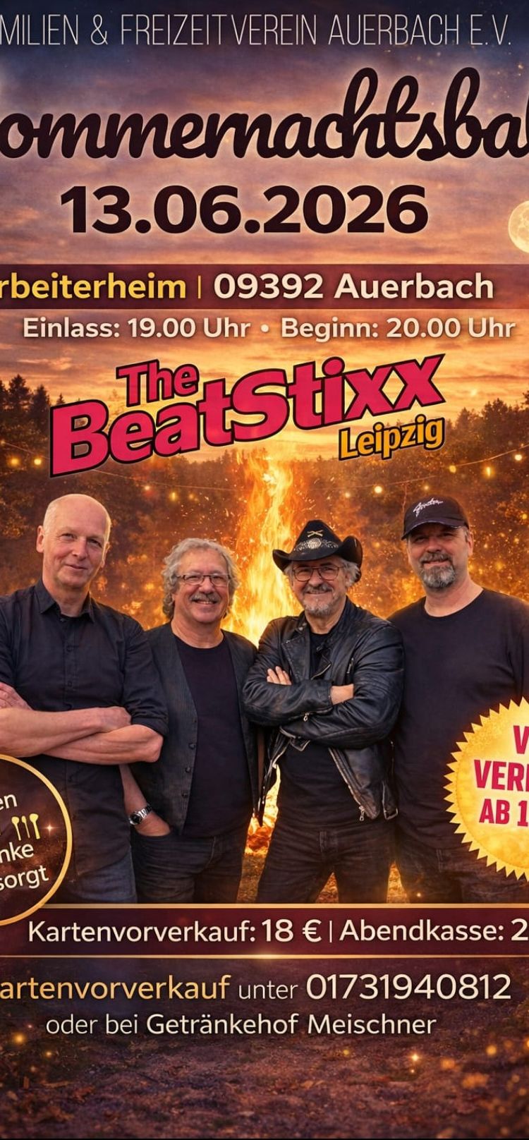 Familien und Freizeitverein Auerbach Plakat Sommernachtsball am 13 06 2026