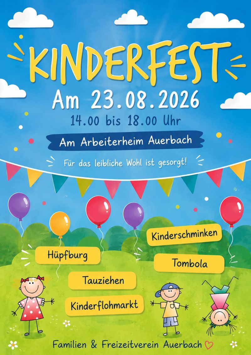 Familien und Freizeitverein Plakat Familienfest am 23 08 2026