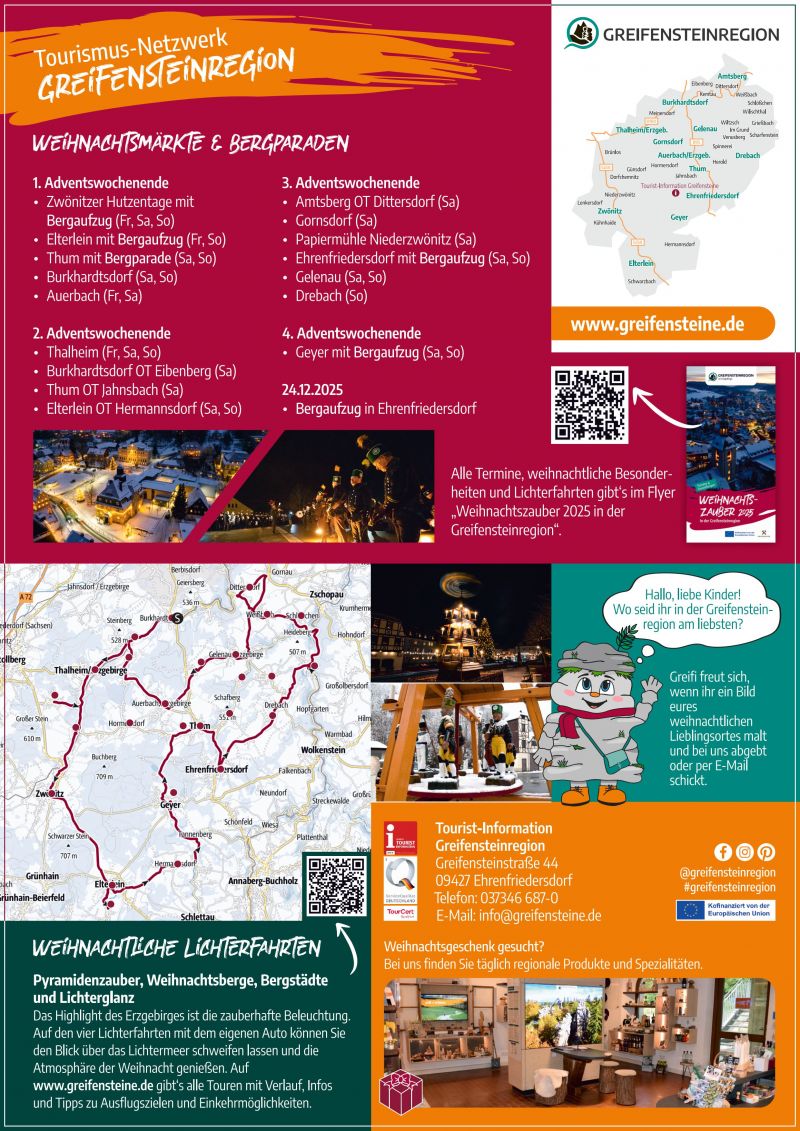 Flyer Weihnachtsmärkte und Lichterfahrten 2025