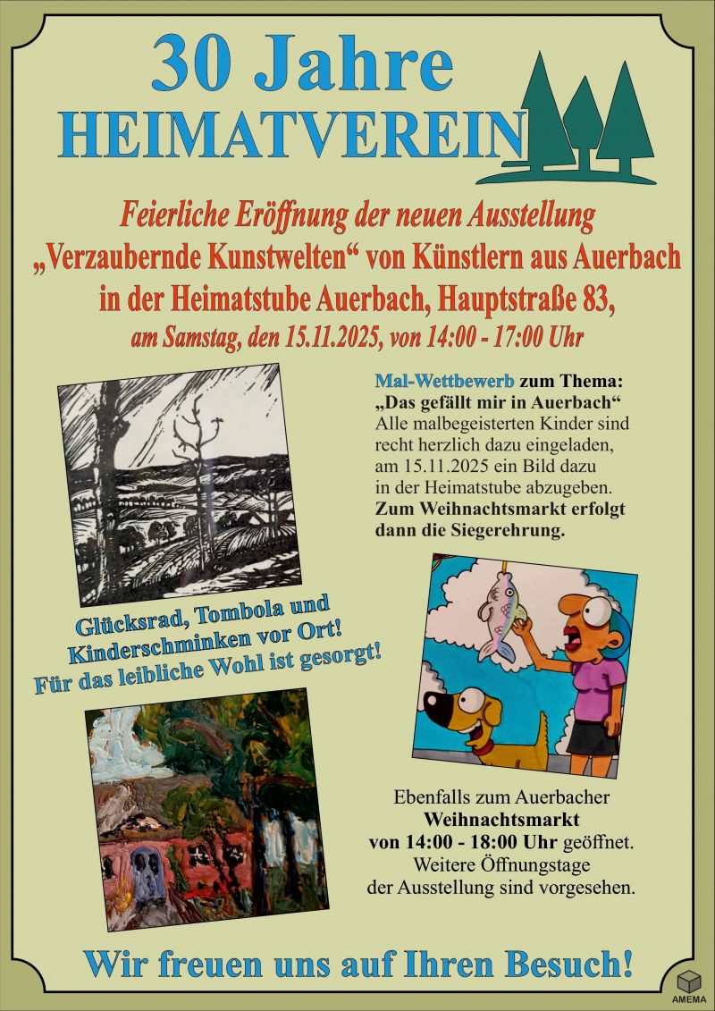Heimatverein Auerbach Plakat 30 Jahre Heimatverein Ausstellung am 15 11 2025
