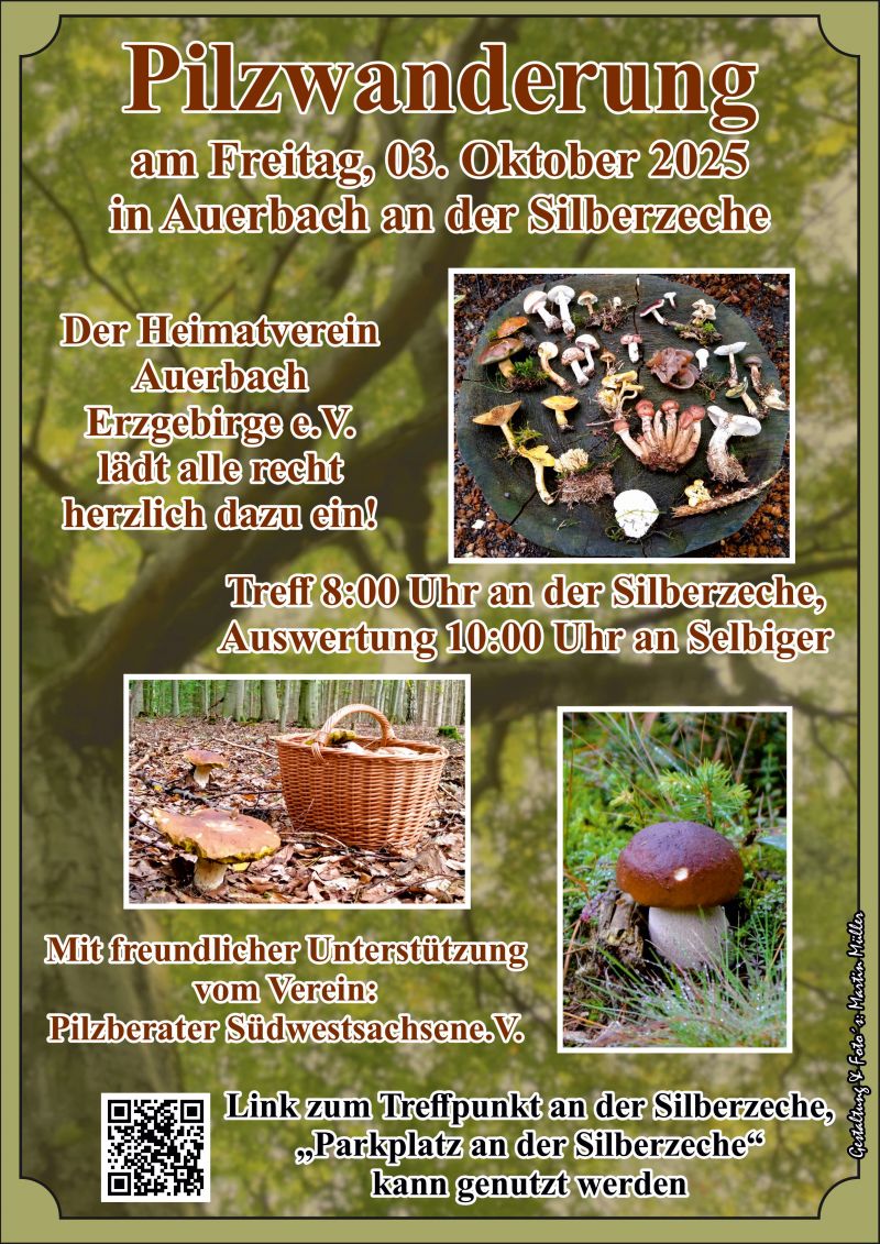 Heimatverein Auerbach Plakat Pilzwanderung am 03 10 2025