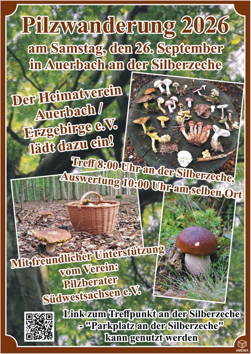 Heimatverein Auerbach e V Plakat Pilzwanderung am 26 09 2026