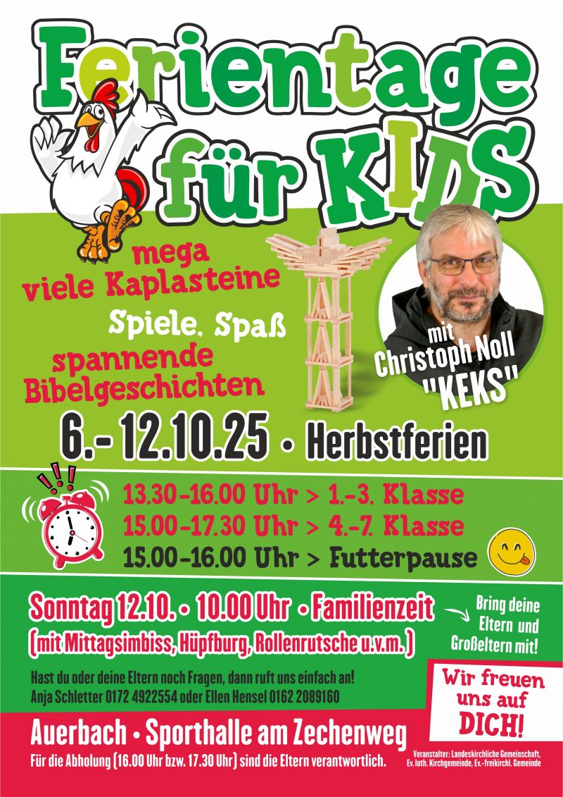 Kirchgemeinde Auerbach Plakat Ferientage für Kids vom 06 12 10 2025