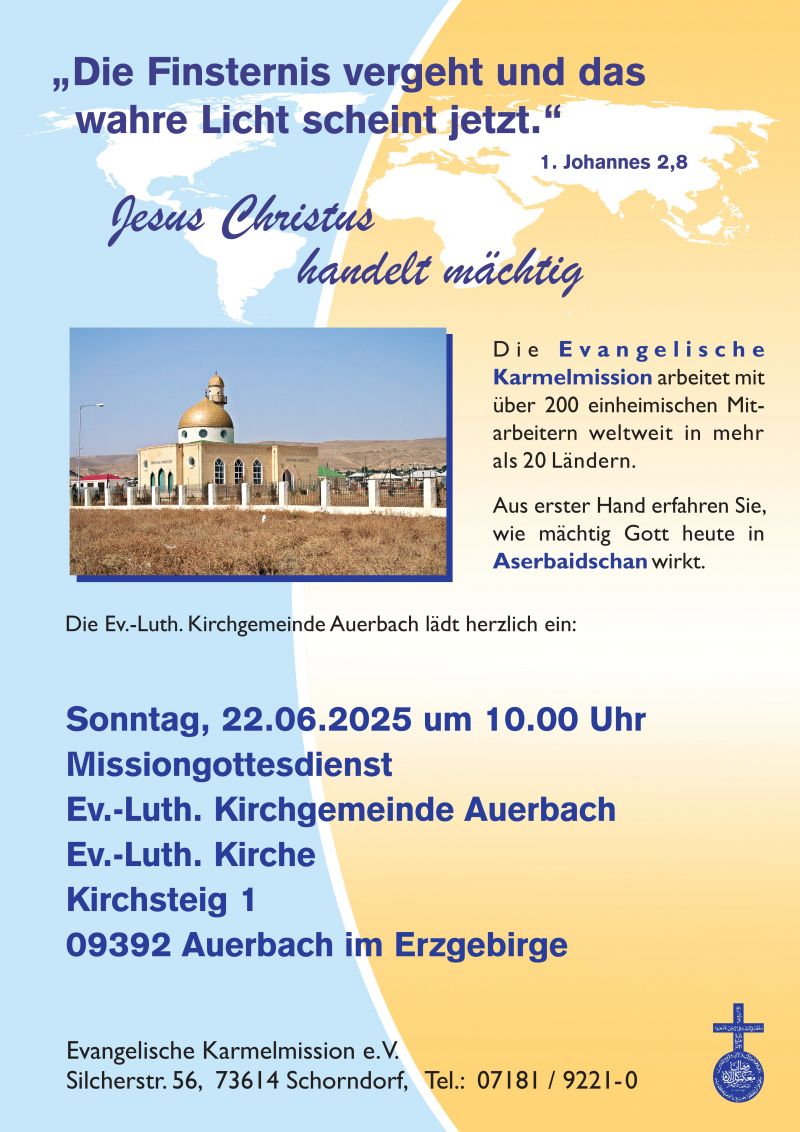 Kirchgemeinde Auerbach Plakat Karmelmission am 22 06 2025