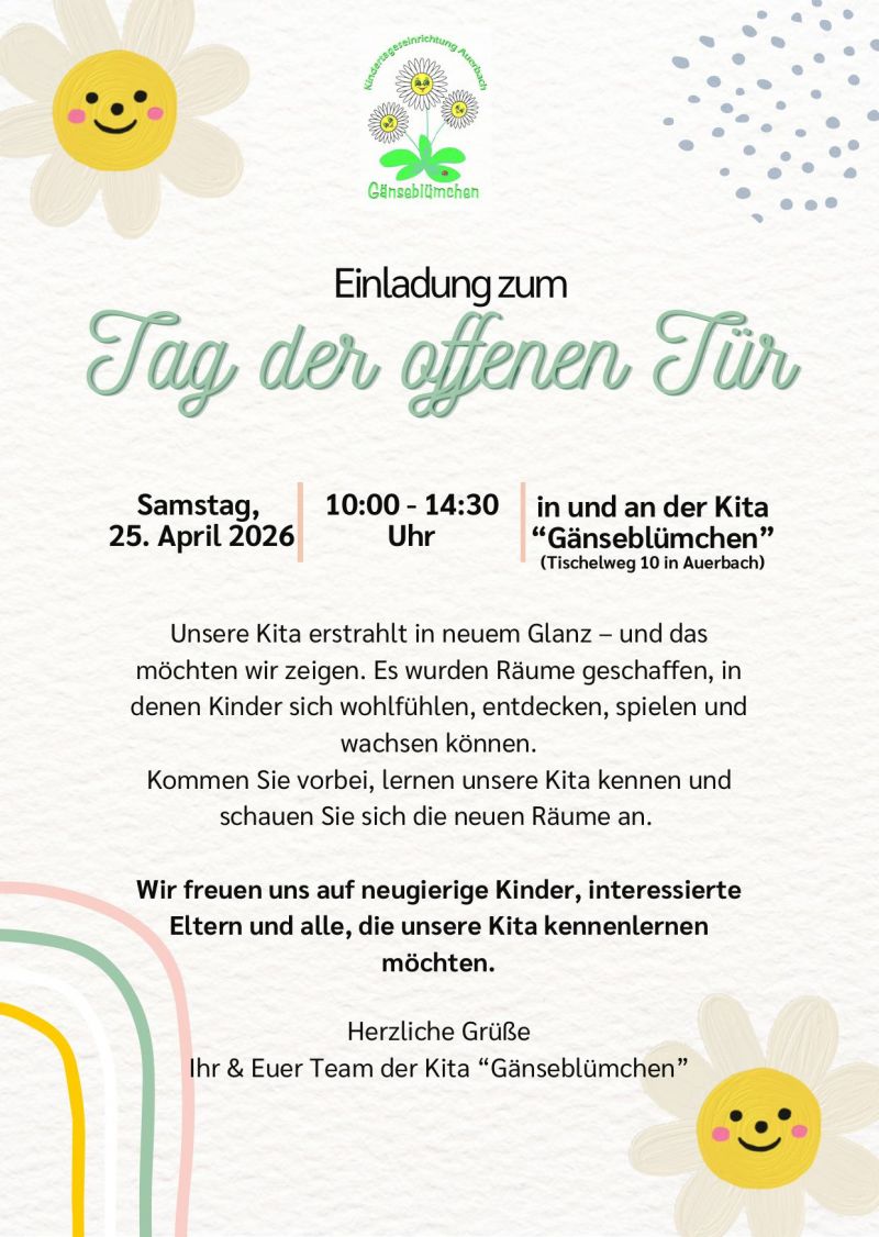 Kita Auerbach Plakat Tag der offenen Tür am 25 04 2026