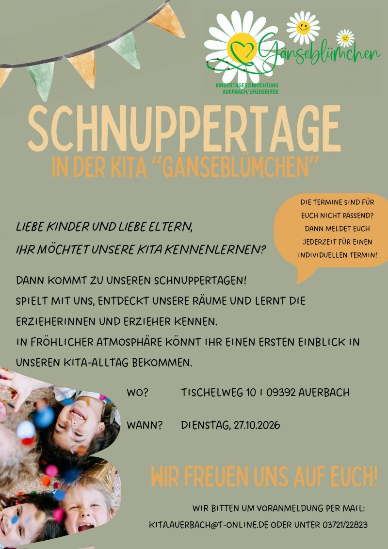 Kita Auerbach Plakt Schnuppertag am 27 10 2026