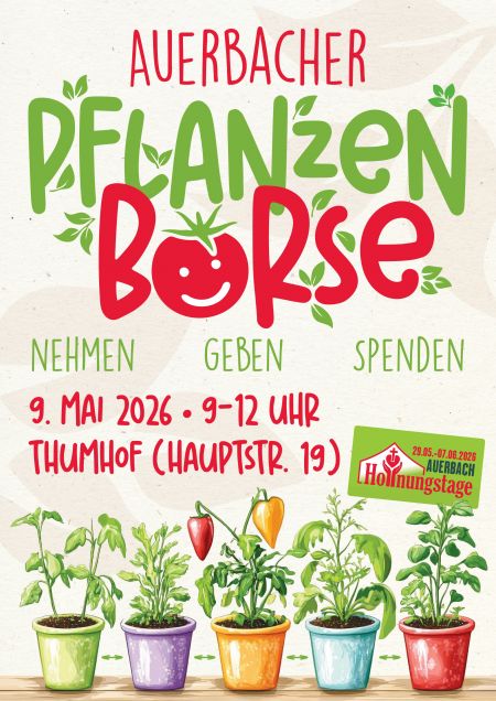 Landeskirchliche Gemeinde Plakat Auerbacher Pflanzenbörse am 09 05 2026 Seite 1