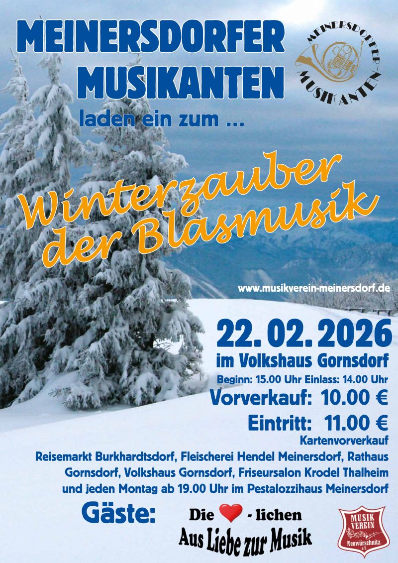 Meinersdorfer Musikanten Plakat Winterzauber am 22 02 2026