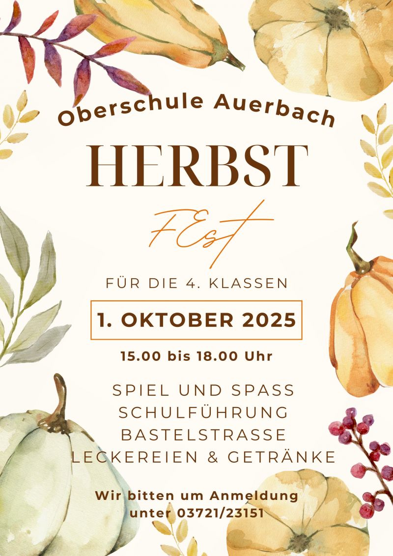 Oberschule Auerbach Plakat Herbstfest am 01 10 2025