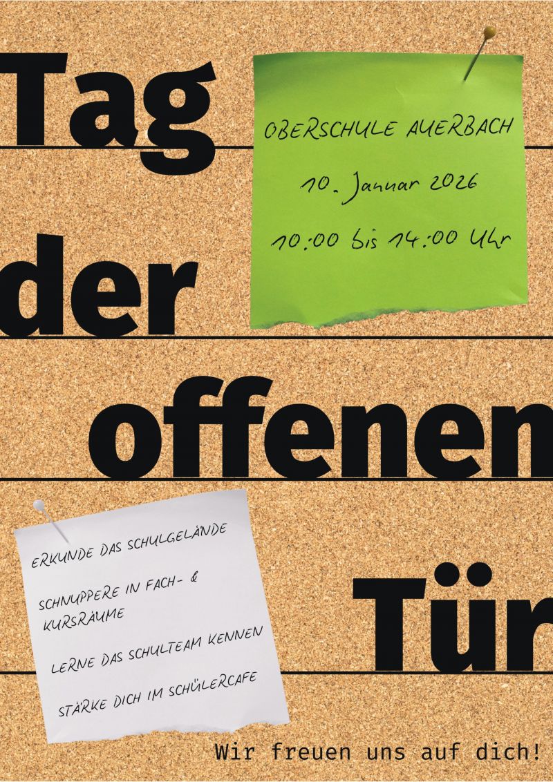 Oberschule Auerbach Plakat Tag der offenen Tür am 10 01 2026