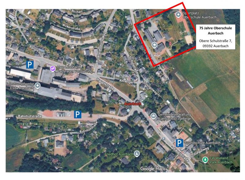 Parkmöglichkeiten 75 Jahre Oberschule Auerbach 21.08.26