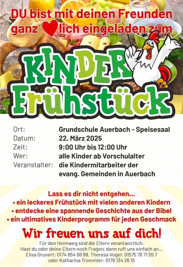 Rückseite Kirchgemeinde Auerbach Plakat Kinderfrühstück am 22 03 2025