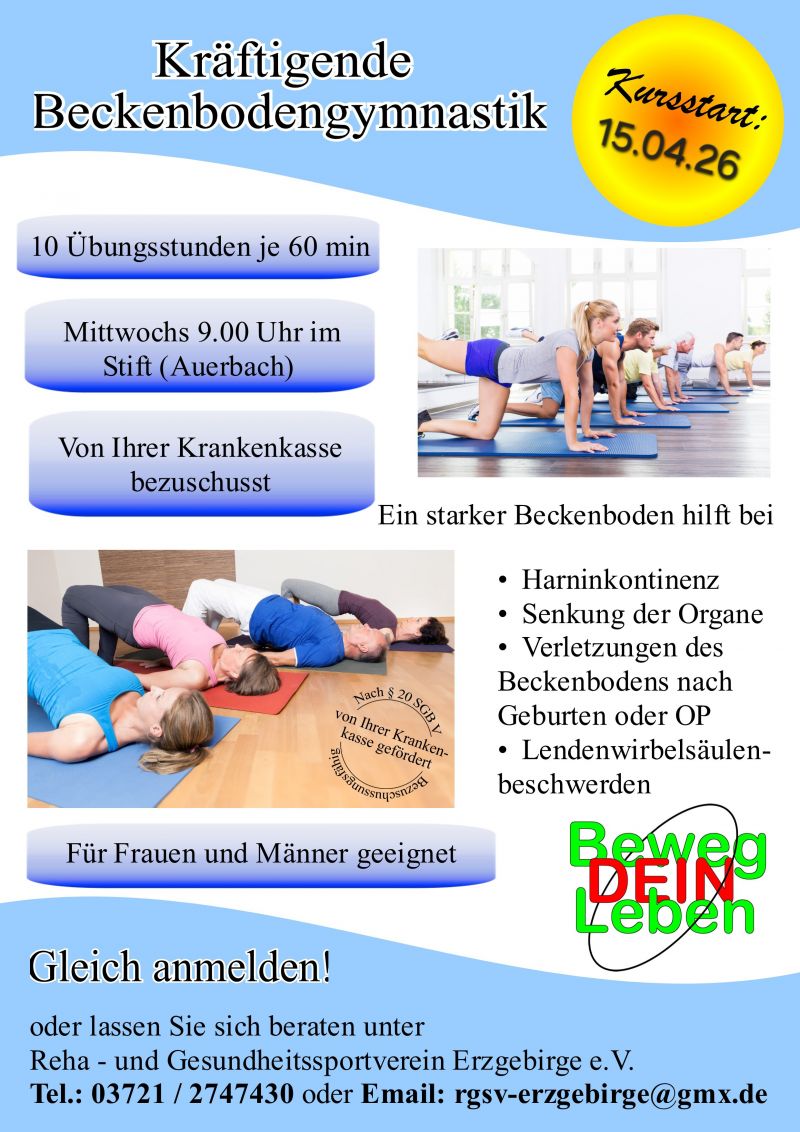 Reha und Gesundheitssportverein Kursangebot Beckenbodengymastik ab 15 04 2026
