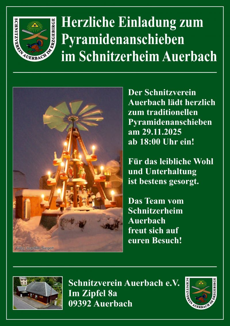 Schnitzverein Auerbach Einladung Pyramidenanschieben am 29 11 2025