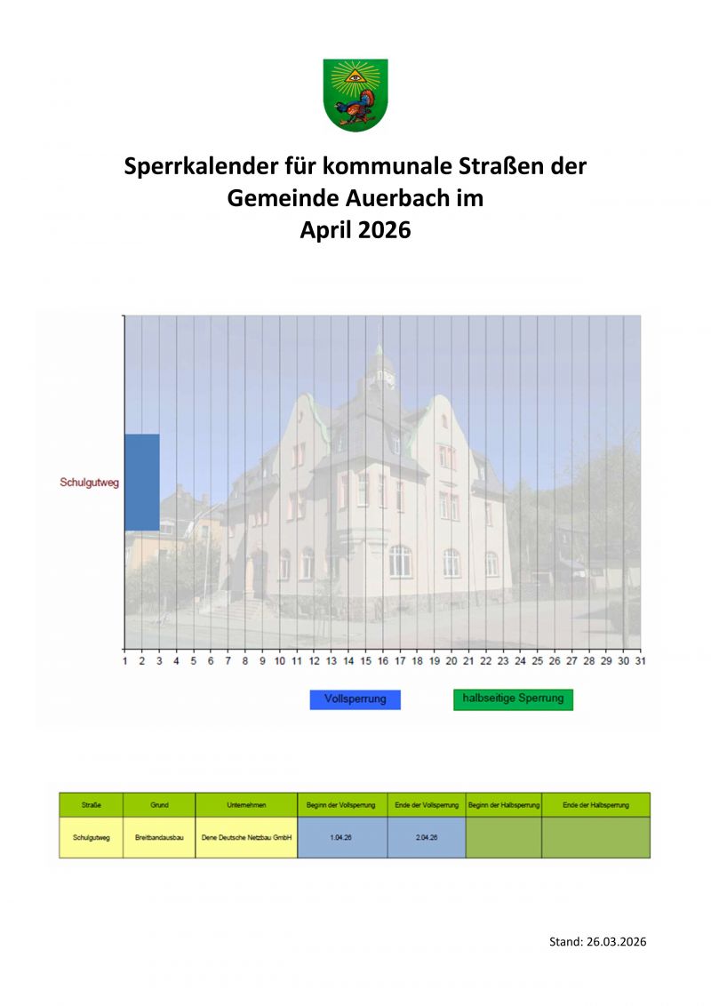 Sperrkalender April 2026