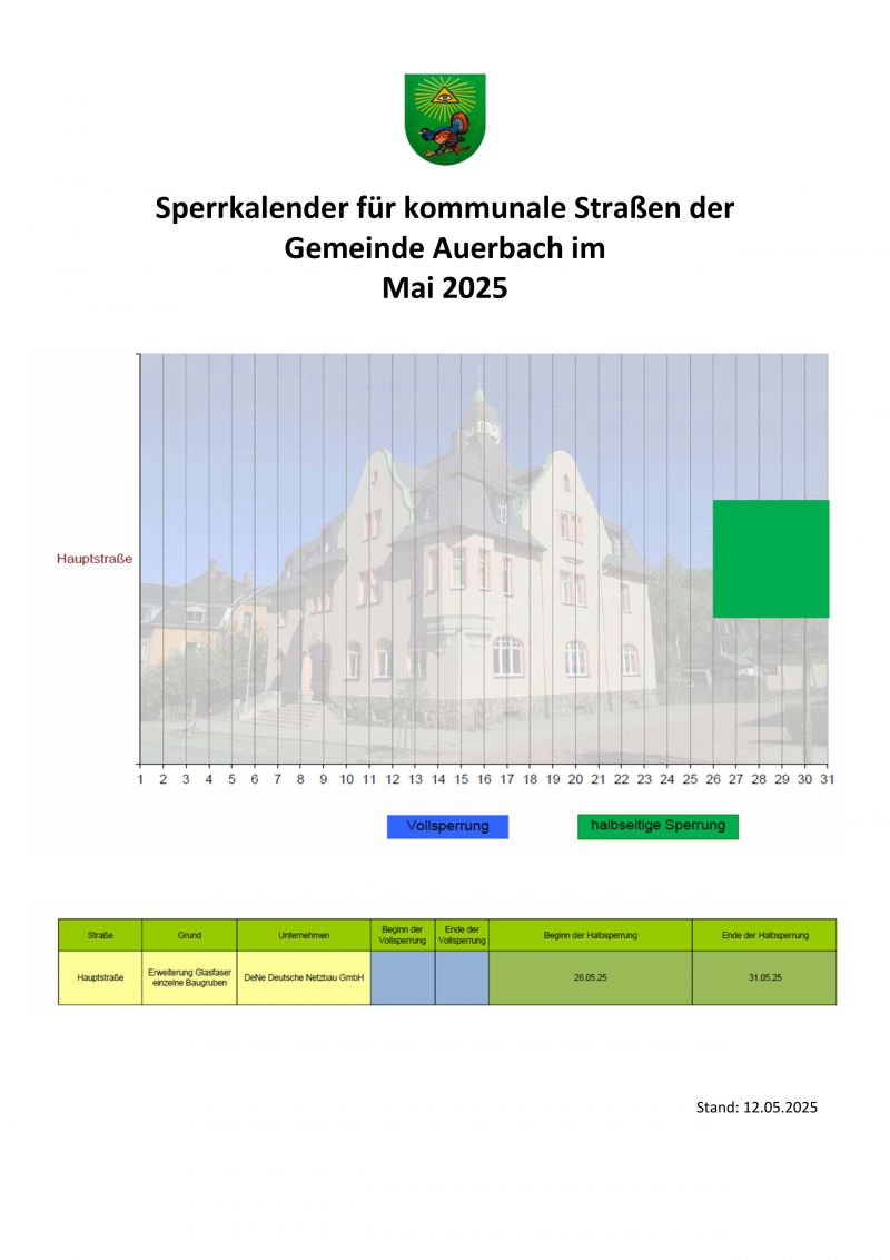 Sperrkalender Mai 2025