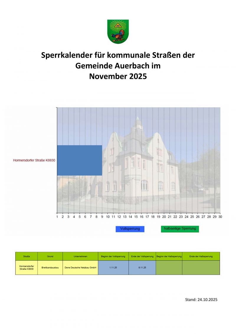 Sperrkalender November 2025