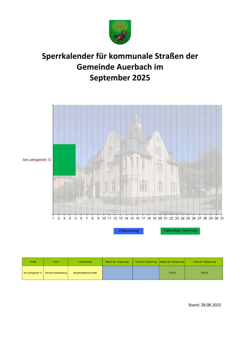 Sperrkalender September 2025