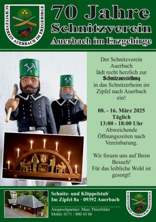 ab 08 03 2025 Schnitzverein Auerbach Plakat Jahre ab 08 03 2025