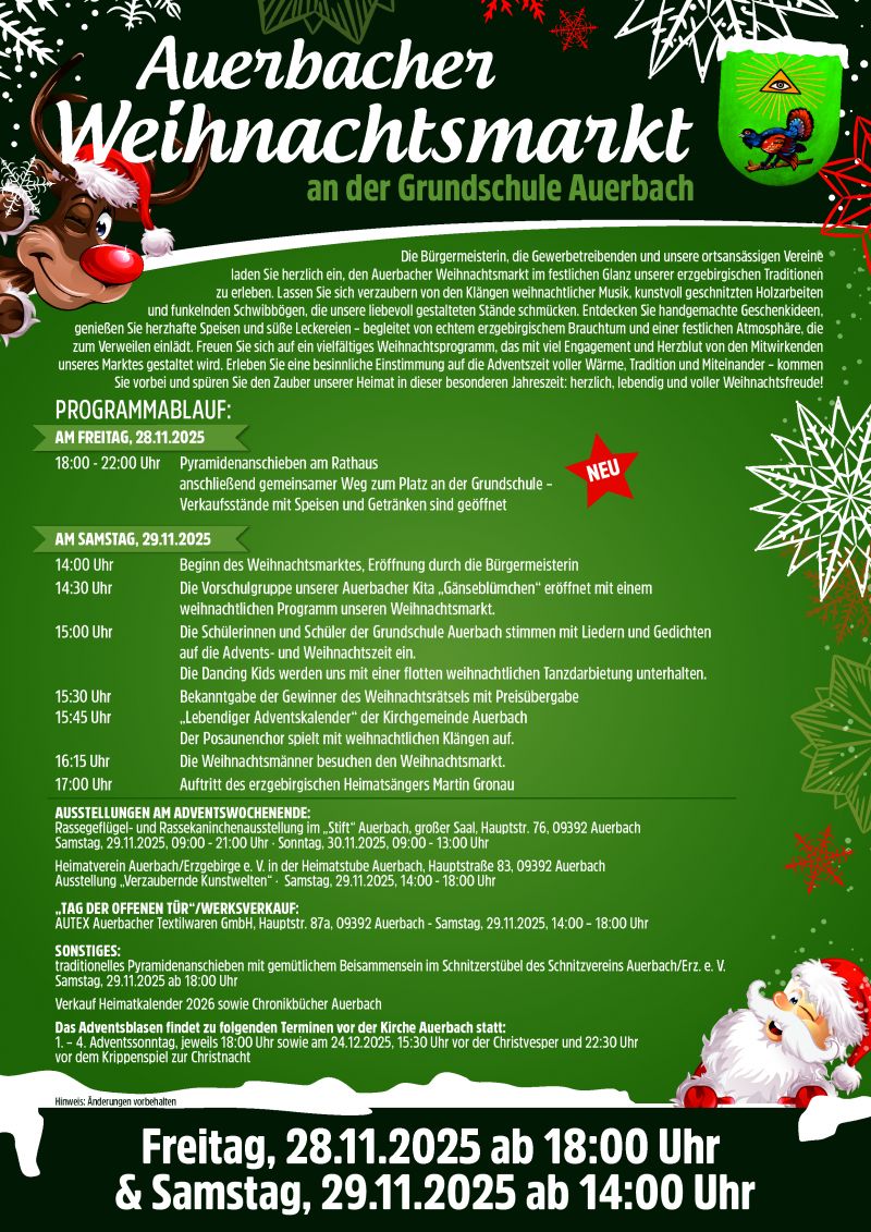 Gemeinde Auerbach Plakat Weihnachtsmarkt 28 29 11 2025